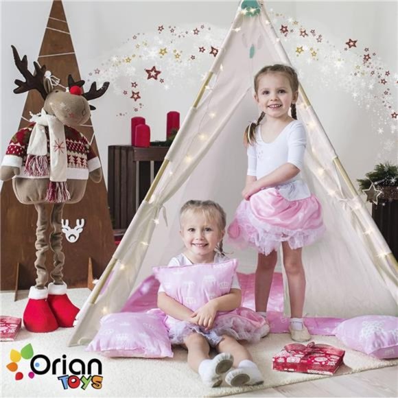 Teepee Tent for Kids:  Fairytale Tipi Playroom, LED Star Lights, 59 by 45 " - Picture 5 of 6